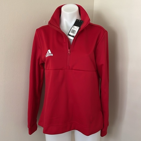 (NWT) Adidas Aeroready Women’s 1/4 Zip Pullover in Red, Small - Picture 4 of 17